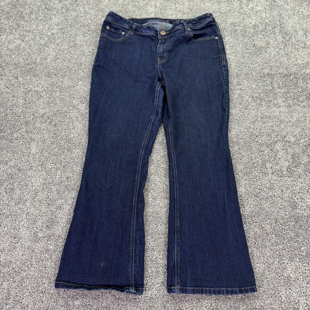 Maurices Jeans Womens 18W Short Blue Bootcut Stretch Embroidered Pockets Denim